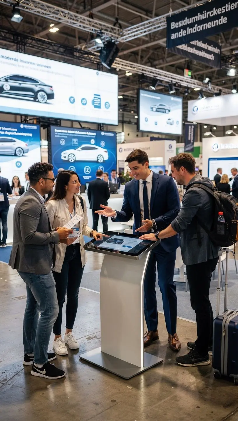 Beratungsgespräch zwischen Versicherungsexperten und Kunde in einer modernen Versicherungsboutique.