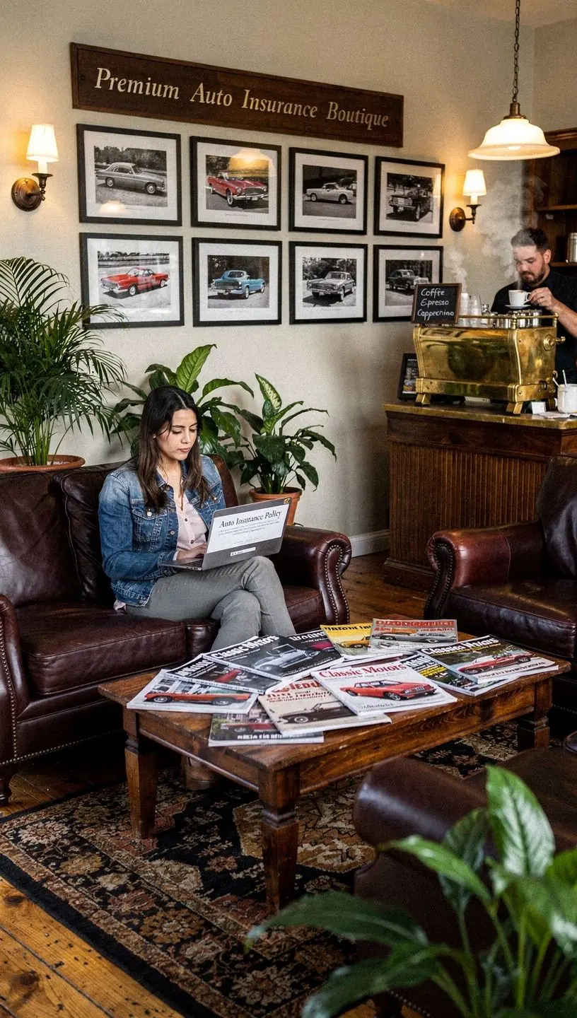 Nahaufnahme eines Vertragsdokuments zur Kfz-Versicherung mit hervorgehobenen Bedingungen und Leistungen.